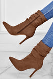 namcoverse Suede Pointed Toe Stiletto Mid-Calf Boots