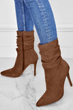 namcoverse Suede Pointed Toe Stiletto Mid-Calf Boots