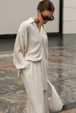 namcoverse Beige Pleated Shirt Long Pants Set