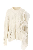 namcoverse Beige Twist Ruffled Hole Sweater