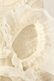 namcoverse Beige Twist Ruffled Hole Sweater