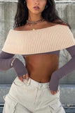 namcoverse Long Sleeve Off Shoulder Neckless Short Top