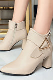 namcoverse Solid Color Pointed Toe Buckle Ankle Boots