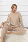 namcoverse Solid Color Long Sleeve Casual Set