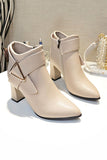 namcoverse Solid Color Pointed Toe Buckle Ankle Boots