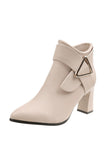 namcoverse Solid Color Pointed Toe Buckle Ankle Boots