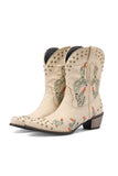 namcoverse Cactus Embroidery Studded Mid-Calf Boots