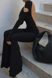 namcoverse Black Backless Wide Leg Jumpsuits