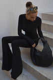 namcoverse Black Backless Wide Leg Jumpsuits