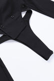 namcoverse Black Shoulder Pad Suit Tops