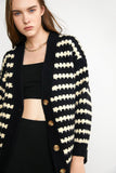 namcoverse Black Striped Knitted Cardigan