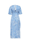 namcoverse Blue Satin Zebra Print Tie-back Midi Dress