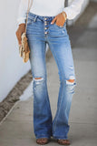 namcoverse Blue Single-Breasted Distressed Denim Pants