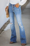 namcoverse Blue Single-Breasted Distressed Denim Pants