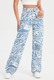 namcoverse Blue Wavy Straight-leg Jeans