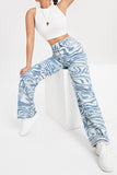 namcoverse Blue Wavy Straight-leg Jeans