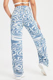 namcoverse Blue Wavy Straight-leg Jeans