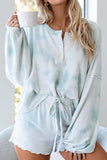 namcoverse Button Down Long Sleeve Tops Shorts Set