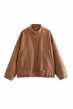 namcoverse Solid Stand Collar Button Pocket Jacket