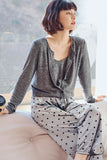 namcoverse Cardigan Vest Velvet Polka Dots Long Pants Loungwear Suit