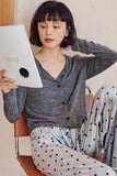 namcoverse Cardigan Vest Velvet Polka Dots Long Pants Loungwear Suit