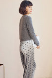 namcoverse Cardigan Vest Velvet Polka Dots Long Pants Loungwear Suit