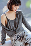 namcoverse Cardigan Vest Velvet Polka Dots Long Pants Loungwear Suit