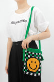 namcoverse Cartoon Smiley Knitted One-Shoulder Bag