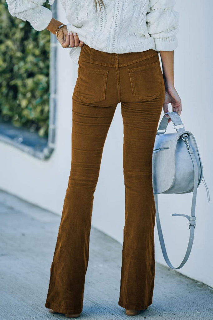 namcoverse Casual Solid Color Flare Pants