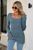 namcoverse Casual Square Neck Ribbed Sweater