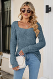 namcoverse Casual Square Neck Ribbed Sweater