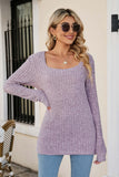 namcoverse Casual Square Neck Ribbed Sweater