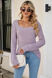 namcoverse Casual Square Neck Ribbed Sweater