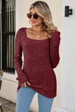 namcoverse Casual Square Neck Ribbed Sweater