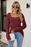 namcoverse Casual Square Neck Ribbed Sweater