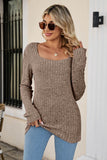 namcoverse Casual Square Neck Ribbed Sweater