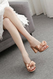 namcoverse Champagne Gold Bow Heel Sandals