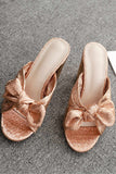 namcoverse Champagne Gold Bow Heel Sandals