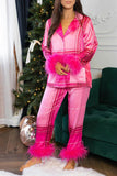 namcoverse Christmas Satin Printed Fuzzy Loungwear