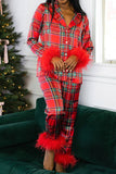 namcoverse Christmas Satin Printed Fuzzy Loungwear