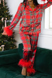 namcoverse Christmas Satin Printed Fuzzy Loungwear