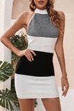 namcoverse Color Block Halter Knitted Dress