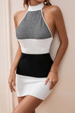 namcoverse Color Block Halter Knitted Dress