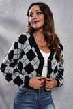 namcoverse Color Patchwork Argyle Knitted Cardigan