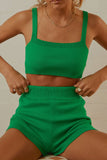 namcoverse Colorblock Knitted Crop Tops & Shorts