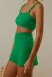 namcoverse Colorblock Knitted Crop Tops & Shorts