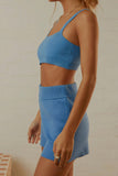 namcoverse Colorblock Knitted Crop Tops & Shorts