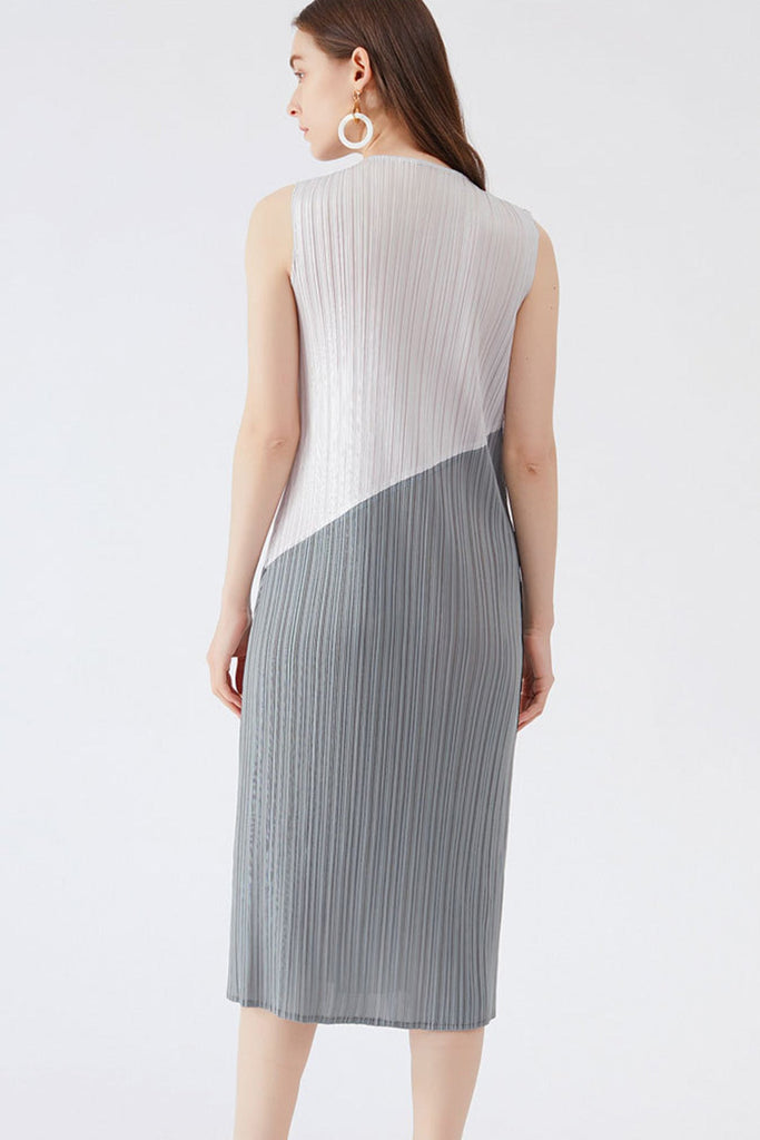 namcoverse Colorblock Full Pleated Sleeveless Maxi Dress