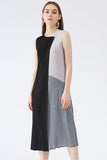 namcoverse Colorblock Full Pleated Sleeveless Maxi Dress