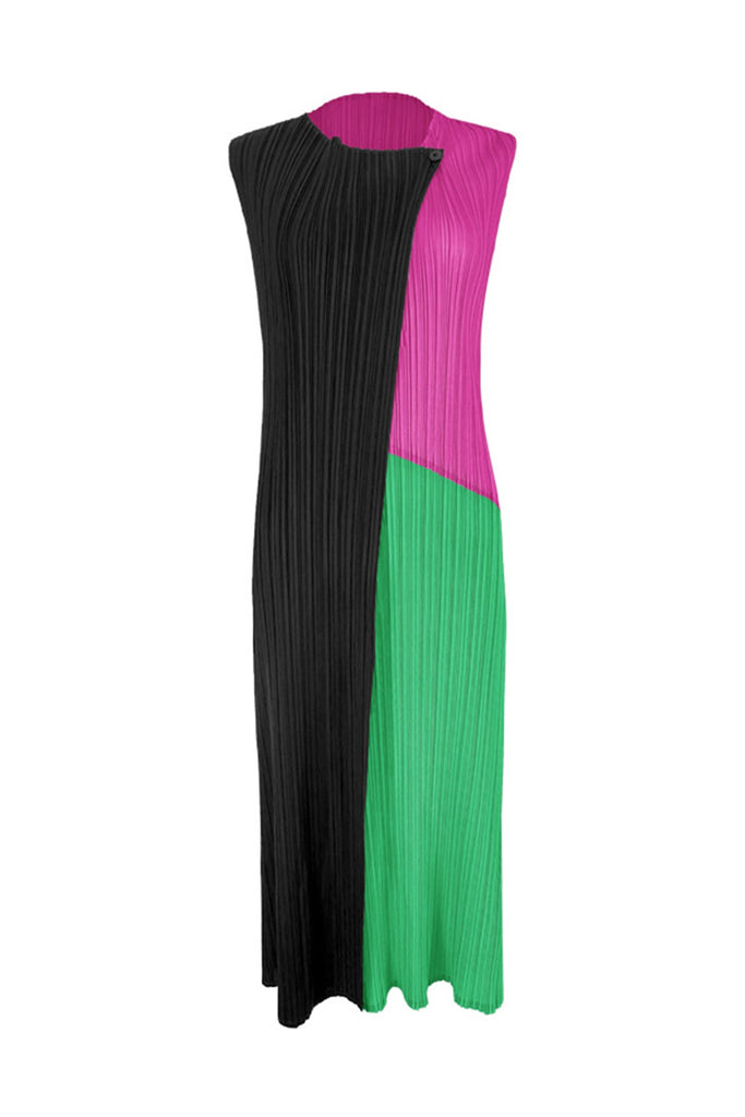 namcoverse Colorblock Full Pleated Sleeveless Maxi Dress